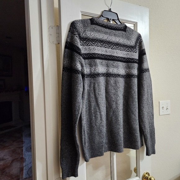 Nordstrom Men’s Shop Wool Cashmere Fair Isle Sweater Gray Black XL - Picture 4 of 15